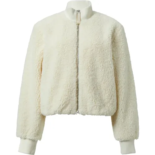 Gemütliche Teddyjacke mit Rippbündchen , Damen, Größe: XL - comma - Modalova