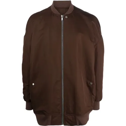 Braune Jacke aus reiner Wolle mit silbernen Details - Rick Owens - Modalova