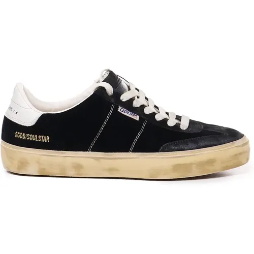 Samt Sneakers Vintage Stil Logo Etikett , Herren, Größe: 43 EU - Golden Goose - Modalova