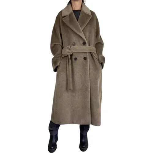 Long Faux Fur Coat in Beige , female, Sizes: XS, 2XS - Max Mara - Modalova