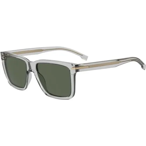 Graues Gestell Grüne Gläser Sonnenbrille , Damen, Größe: 55 MM - Hugo Boss - Modalova