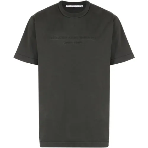 Geprägtes Logo Crew Neck T-Shirt , Damen, Größe: XS - alexander wang - Modalova