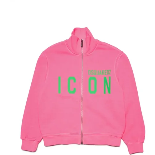 Sweatshirt mit Reißverschluss und Neon-Icon-Print - Dsquared2 - Modalova