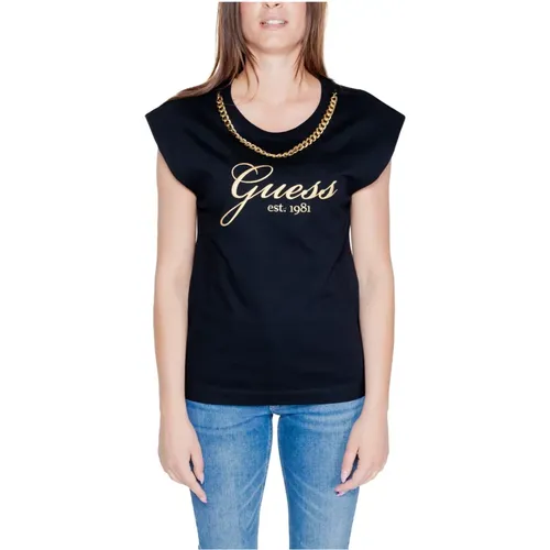Crystal Logo T-Shirt Herbst/Winter Kollektion , Damen, Größe: XS - Guess - Modalova