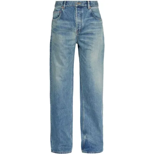 Washed Denim Straight Leg Jeans , male, Sizes: W30, W31, W32 - Saint Laurent - Modalova