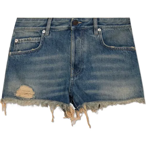 Vintage effect denim shorts , female, Sizes: W26, W25, W28, W27 - Balenciaga - Modalova