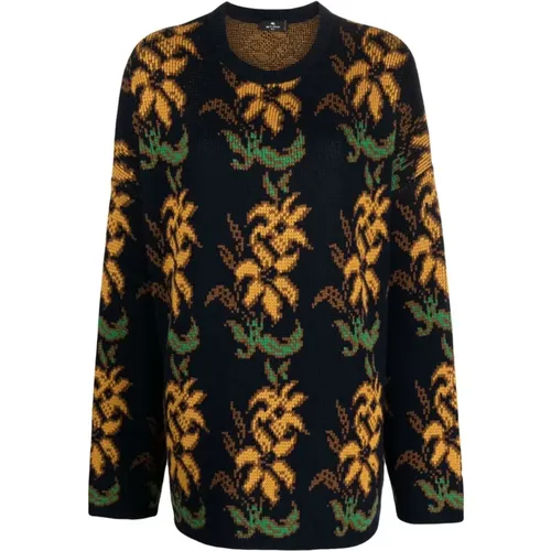 Blauer Floral Intarsia Strickpullover - ETRO - Modalova