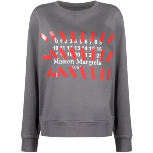 Gemütlicher Logo-Print Sweatshirt-S , Damen, Größe: S - Maison Margiela - Modalova