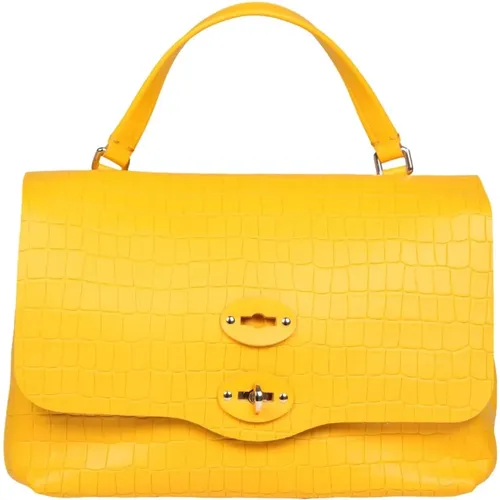 Croco Print Leather Handbag , female, Sizes: ONE SIZE - Zanellato - Modalova