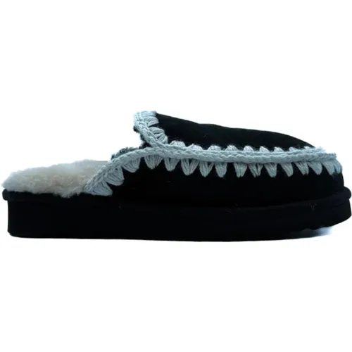 Schwarze Eskimo Stitching Clog Stiefel , Damen, Größe: 40 EU - Mou - Modalova