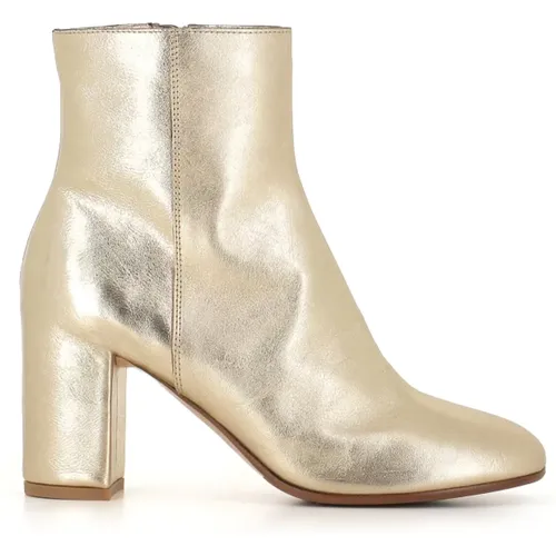 Goldene Leder Stiefeletten Mit Reißverschluss - DEL CARLO - Modalova