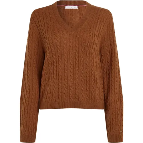 Cognac Sweaters , female, Sizes: L, M, S - Tommy Hilfiger - Modalova