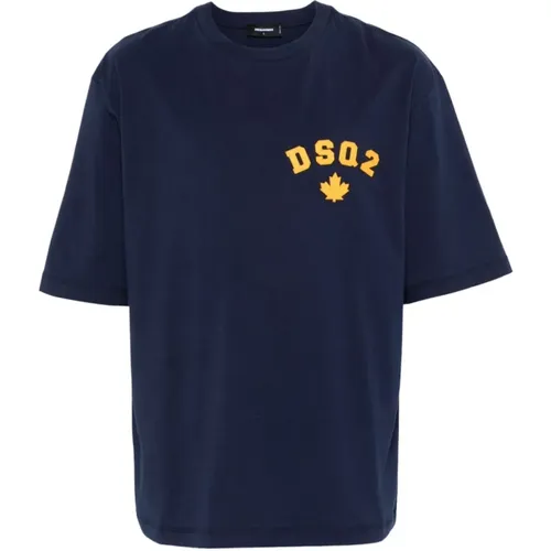 Logo Patch Crew Neck T-shirt , male, Sizes: M, L - Dsquared2 - Modalova