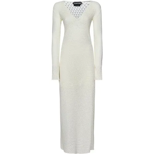 Plunging V-Neck Dress with Side Slit , female, Sizes: S - Tom Ford - Modalova