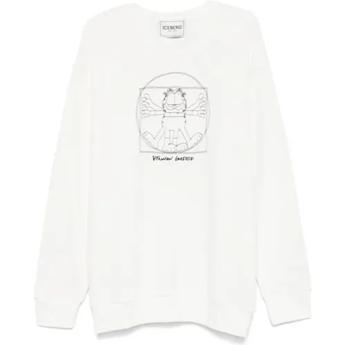 Cartoon Embroidered Crew Neck Sweater , male, Sizes: L, XL, M - Iceberg - Modalova