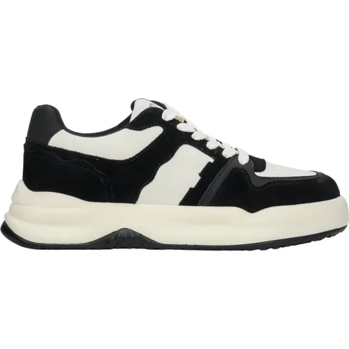 Damen Schwarz & Weiß Velours & Leder Low-Top Sneakers Er00112594 , Damen, Größe: 36 EU - Estro - Modalova