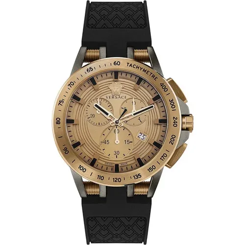 Bronze Silicone Strap Quartz Watch , male, Sizes: ONE SIZE - Versace - Modalova