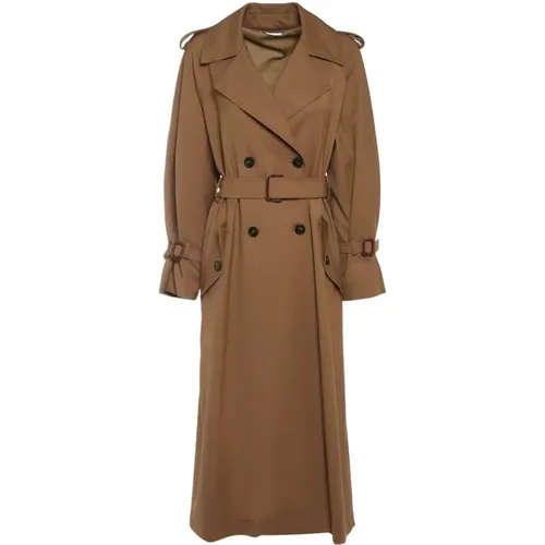 Luxurious Leather Wool Blend Trench Coat , female, Sizes: XS, 2XS - Max Mara Weekend - Modalova