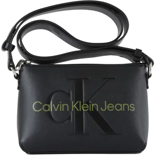 Eco-leather Shoulder Bag with Logo , female, Sizes: ONE SIZE - Calvin Klein Jeans - Modalova