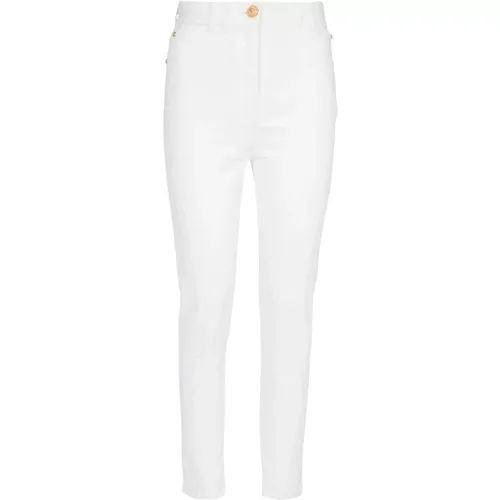 Weiße High-Waisted Slim-Fit Jeans - Balmain - Modalova