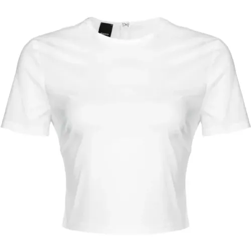 Weißes Rundhals T-Shirt mit Kurzen Ärmeln - pinko - Modalova