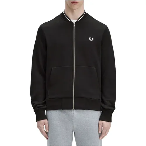 Schwarzer Bomber Zip Pullover , Herren, Größe: 2XL - Fred Perry - Modalova