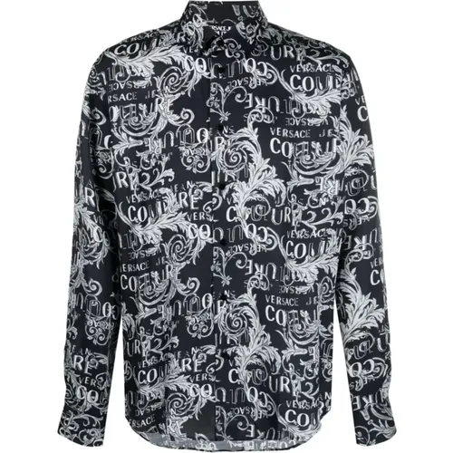 Baroque Print Long Sleeve Shirt Grey , male, Sizes: 2XL, XL - Versace Jeans Couture - Modalova