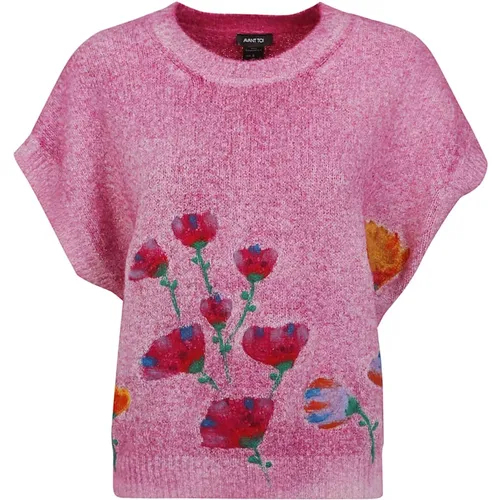 Clematis Flowers Sleeveless Sweater , female, Sizes: S - Avant Toi - Modalova
