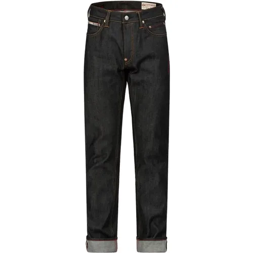 Dunkelblaue wellenbestickte Skinny Jeans , Herren, Größe: W34 - Evisu - Modalova