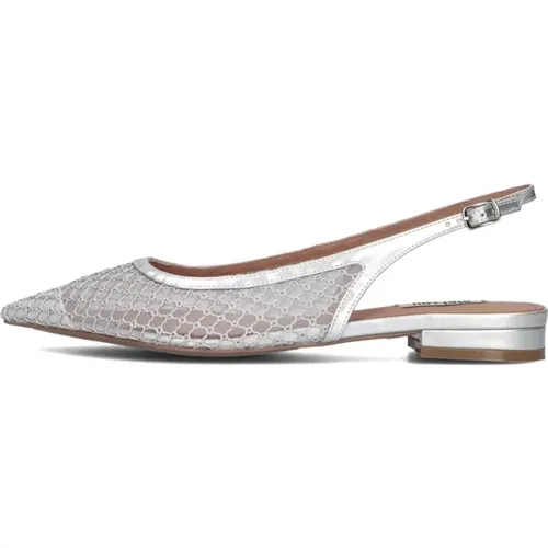 Silberne Mesh Slingbacks Klassischer Stil , Damen, Größe: 38 EU - Bibi Lou - Modalova