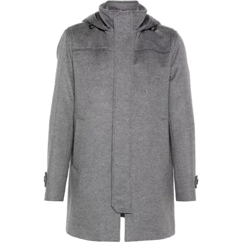 Grey Wool-Cashmere Blend Padded Coat , male, Sizes: S - Herno - Modalova