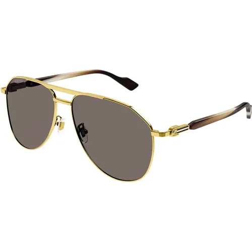 Gold Brown Sunglasses , male, Sizes: 59 MM - Gucci - Modalova