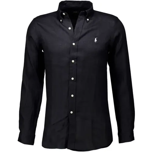 Schwarzes Leinenhemd Regular Fit , Herren, Größe: S - Ralph Lauren - Modalova