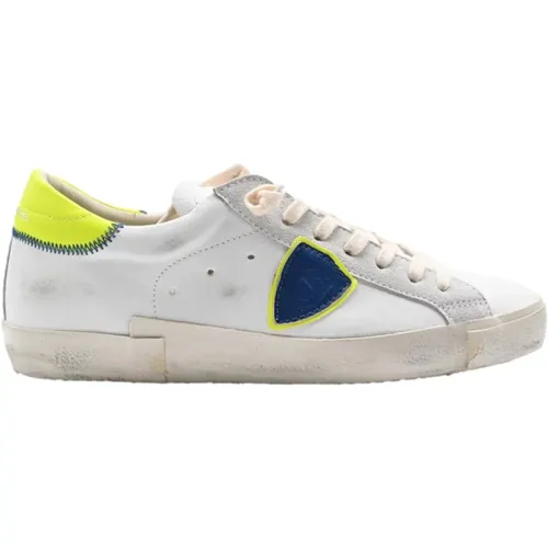 Neon Low Top Sneakers White Yellow , male, Sizes: 7 UK - Philippe Model - Modalova