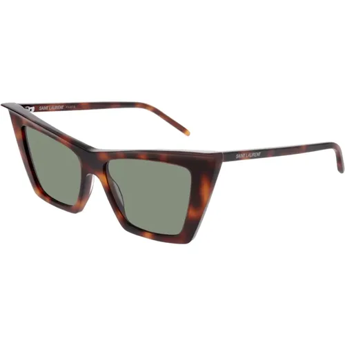 Havana Sunglasses, Timeless Style with Black Lenses , unisex, Sizes: 54 MM - Saint Laurent - Modalova