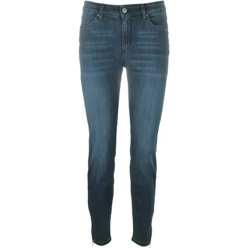 Dunkelblaue Skinny Jeans, Mittlere Taille, Casual , Damen, Größe: S - C.Ro - Modalova