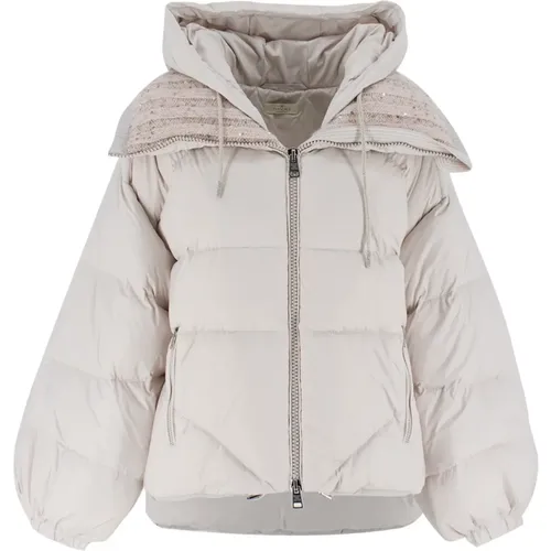 Short Down Jacket with Unique Details , female, Sizes: S, XS - Panicale - Modalova