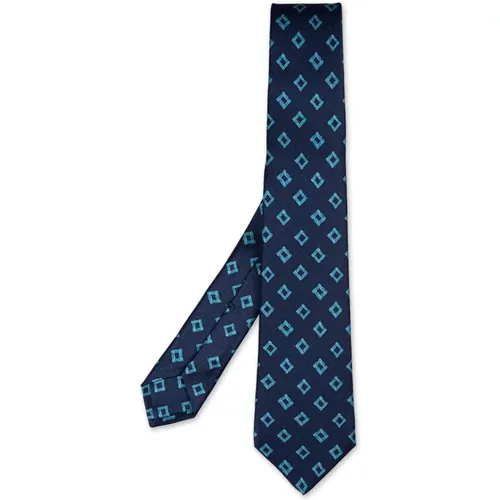 Silk Tie with Turquoise Pattern , male, Sizes: ONE SIZE - Kiton - Modalova