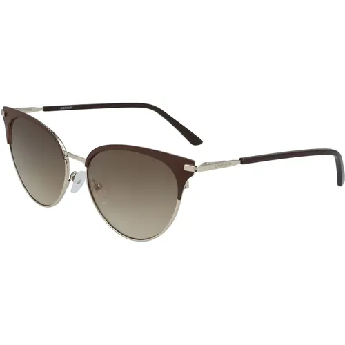 Matte Gold Sunglasses Ck19309S-200 , female, Sizes: 55 MM - Calvin Klein - Modalova