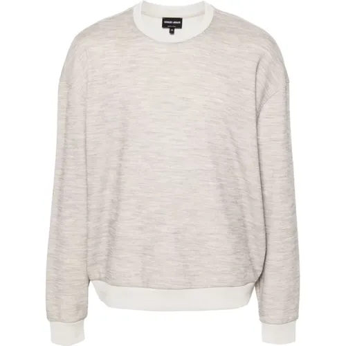 Mélange Rundhals Pullover Grau - Giorgio Armani - Modalova