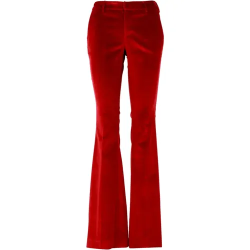 Rote Samthose mit ausgestelltem Bein , Damen, Größe: XS - PT Torino - Modalova