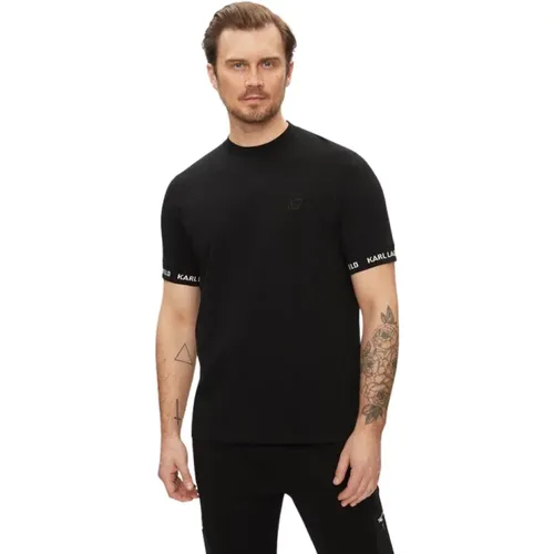 Schwarzes T-Shirt Regular Fit , Herren, Größe: L - Karl Lagerfeld - Modalova