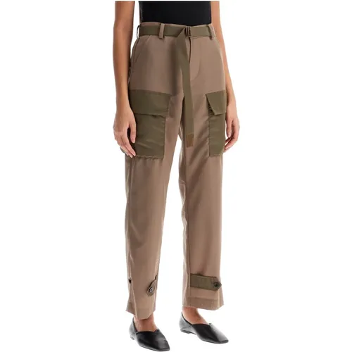 Nylon Cargo Pants with Expandable Pockets , female, Sizes: M - Sacai - Modalova