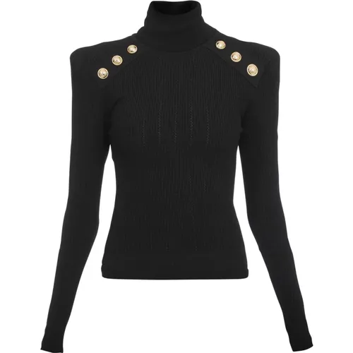 Knit jumper with gold buttons , female, Sizes: XS, S, L, M - Balmain - Modalova