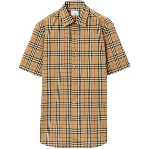 Check Short-Sleeved Shirt , male, Sizes: M, L, XL, S - Burberry - Modalova