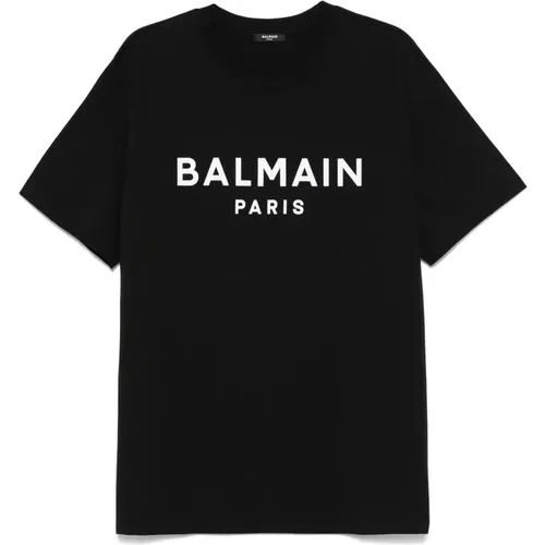 Monochromes T-Shirt EAB Stil , Herren, Größe: 2XL - Balmain - Modalova