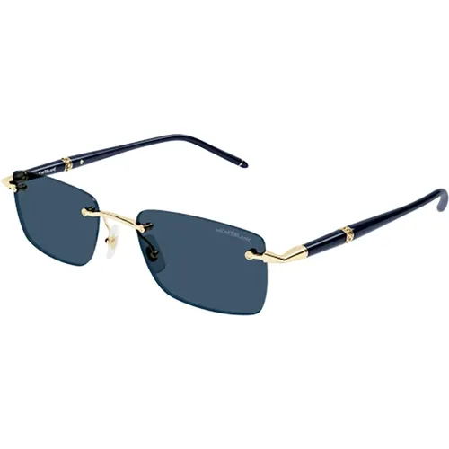 Blaue Sonnenbrille für Herren , Herren, Größe: 54 MM - Montblanc - Modalova