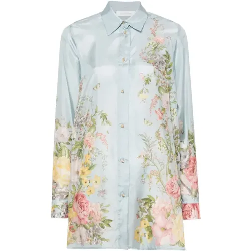 Clear Blue Silk Shirt Classic Style , female, Sizes: M, S - Zimmermann - Modalova