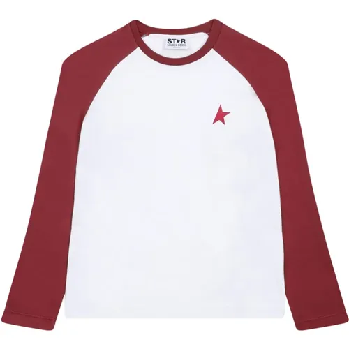 Weißes und Rotes T-Shirt mit Sternenprint - Golden Goose - Modalova