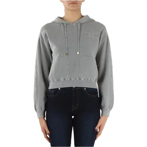 Cotton Piquet Hooded Sweatshirt , female, Sizes: M, XL, L - Elisabetta Franchi - Modalova